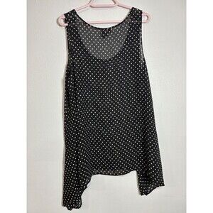 Torrid Womens Tank Top Size 1 Black Polka Dot Asymmetrical Hem Sleeveless